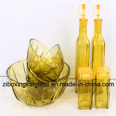 Glass Salad Bowl with Spraying Color