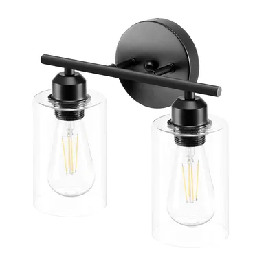 Langde Classic Wall Light with Glass Bathroom Wall Mount 2 Light Vanity Lights Ldm5010-2