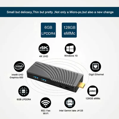 Commercial Portable Compact Micro-PC Media Center Minipc HD Display Intel Computer Mini PC Stick PC