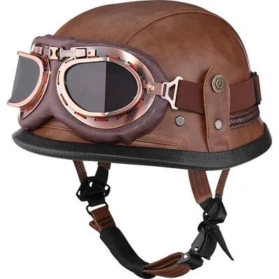 Half Face German Style Leather Helmets for Vintage Motorcycles