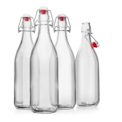 Juice Glass Bottle with Swing Top for Wine Vinegar Clip Lid
