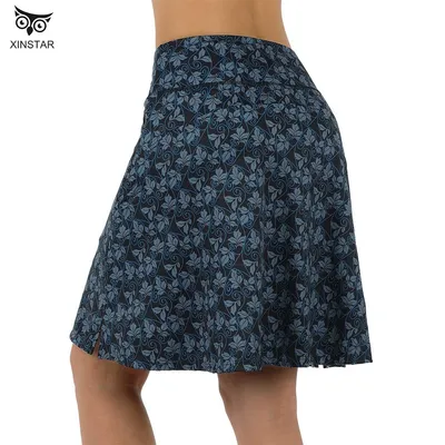 Tennis Golf Short Skirt Knee Length with High Waist Zipper Pocket