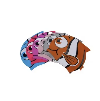 Factory Wholesale Custom Customized Shape Ear Swim Waterproof Children Silicone Fish Shaped Swimming Cap