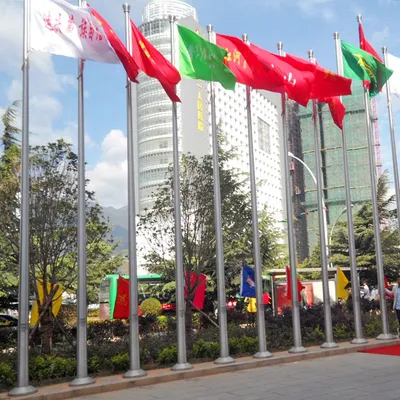 Electric Control Automatic Raising Flag Pole Stainless Steel / Aluminum Flagpole for Sport Games