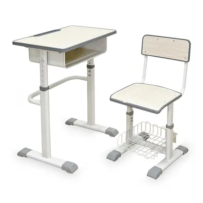 China Factory Plywood Adjustable Primary School Classroom Single Student Desk and Chair