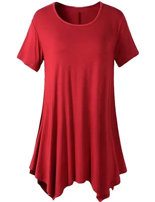 Long Short Sleeve T-Shirt Loose Round Neck Solid Color Base Shirt
