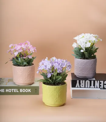 Set of 3 Potted Faux Hydrangea Table Decoration, Home Decoration