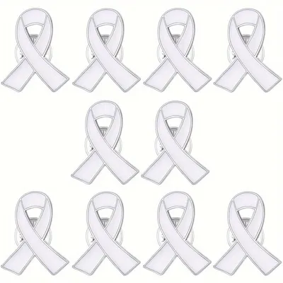 High Quliaty Custom White Ribbon Pins Lung Cancer Bone Cancer Awareness Pins Badge