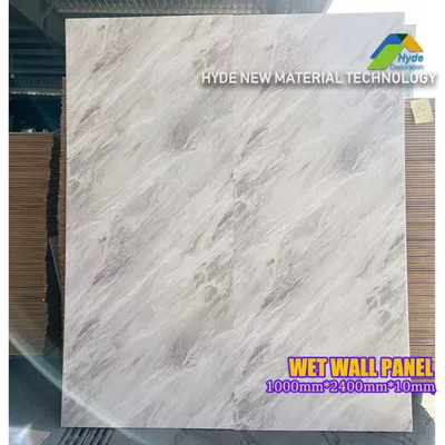 Interior Modern Wetroom Interlocking PVC Marble Stone Wall Paneling Bathroom Cladding 1meter X 2.4m