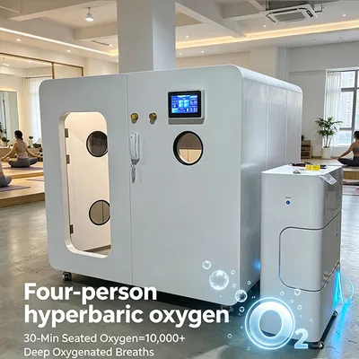 Commercial 4 People Seated Carbon Fiber Hyperbaric Oxygen Chamber 1.1 to 2.0 ATA Adjustable Hbot Cabin with Entertainment TV for SPA Anti-Aging Care