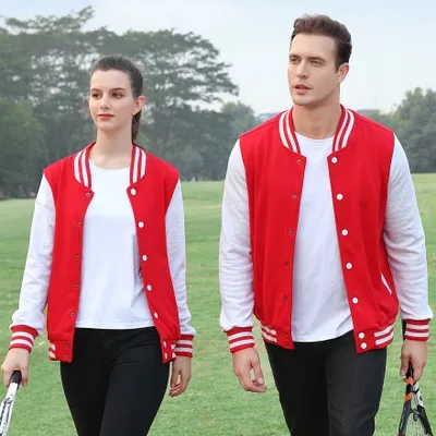 Breathable Clothing Embroidered Red Causal Performance Men Custom Varsity Jacket Customized Zip Sweatshirt