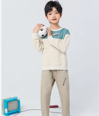 Kids Spring and Autumn Splicing Loose Fashionable and Comfortable Long Sleeve Printed Sweater