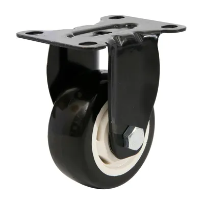 4-Inch Medium-Duty Black PVC Fixed Caster