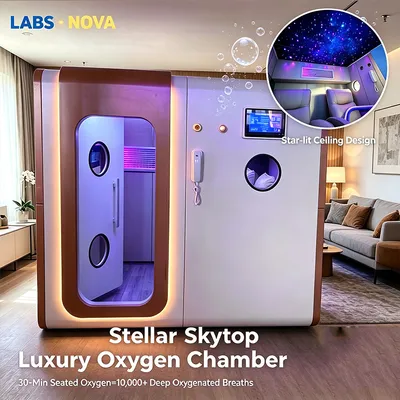 Integrated Red Light Therapy & Star Ceiling Luxury 2 Seat Carbon Fiber Hyperbaric Oxygen Chamber 1.1-2.0 ATA Seated Hbot for Fatigue Relief