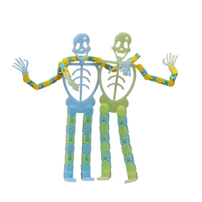 New Arrive High Quality Hot Sales Interactive Kids Halloween Decorations Luminous Skeleton Man Track Chain Decompression Toys