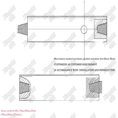 Molybdenum and Glass Melting Graphite Electrodes with Male and Female Threads and Holes HP Graphite Electrode