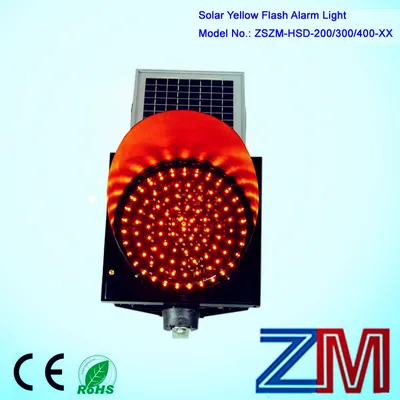 Waterproof 200/300/400mm Solar Traffic Flashing Light / LED Flashing Warning Light