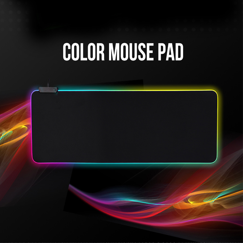 RGB Gaming Mouse Pad with 1 USB Port&15 LED Light, Touch Button LED Soft Extra Extended Large Mouse Pad, Anti-Slip Rubber Base, Computer Keyboard Mouse Mat Desk