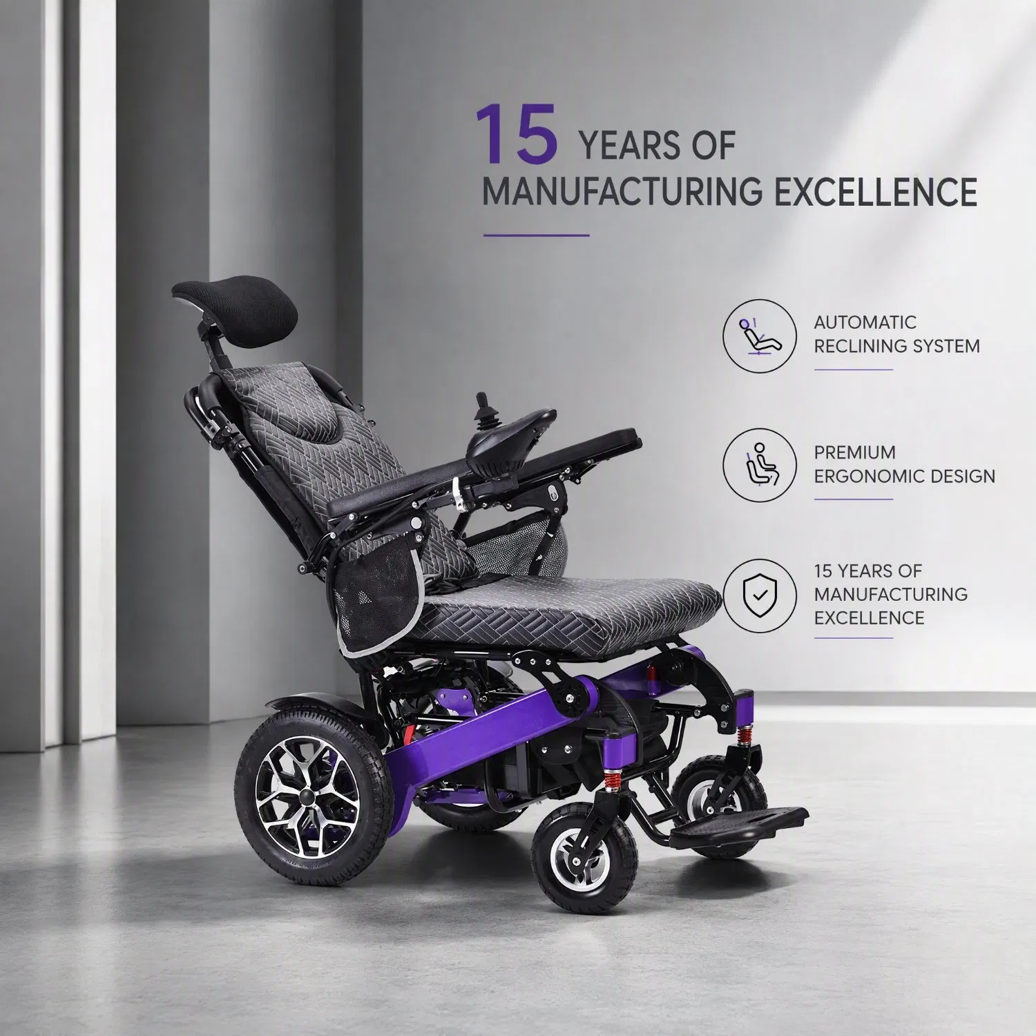 Professional OEM Reclining Silla De Rueda Foldable Aluminum Alloy Lightweight Electric Power Wheelchair for Disabled