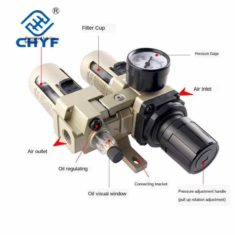 Air Source Processor, Two Connectors, Automatic Drainage, Two Connectors, Al + Af Oil Water Separator, Source Treatment Unit