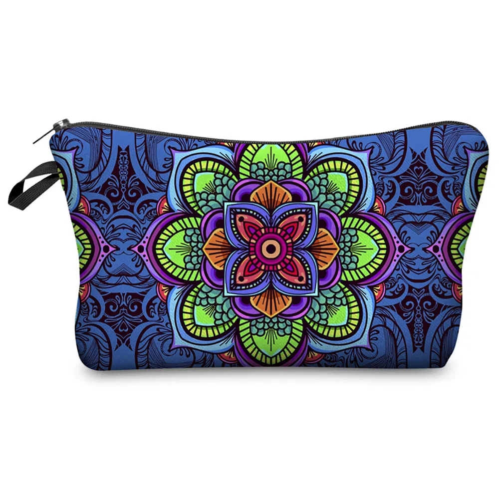 Polyester Wholesale Mandala Printed Cosmetic Bag Makeup Pouch Pencil Bag