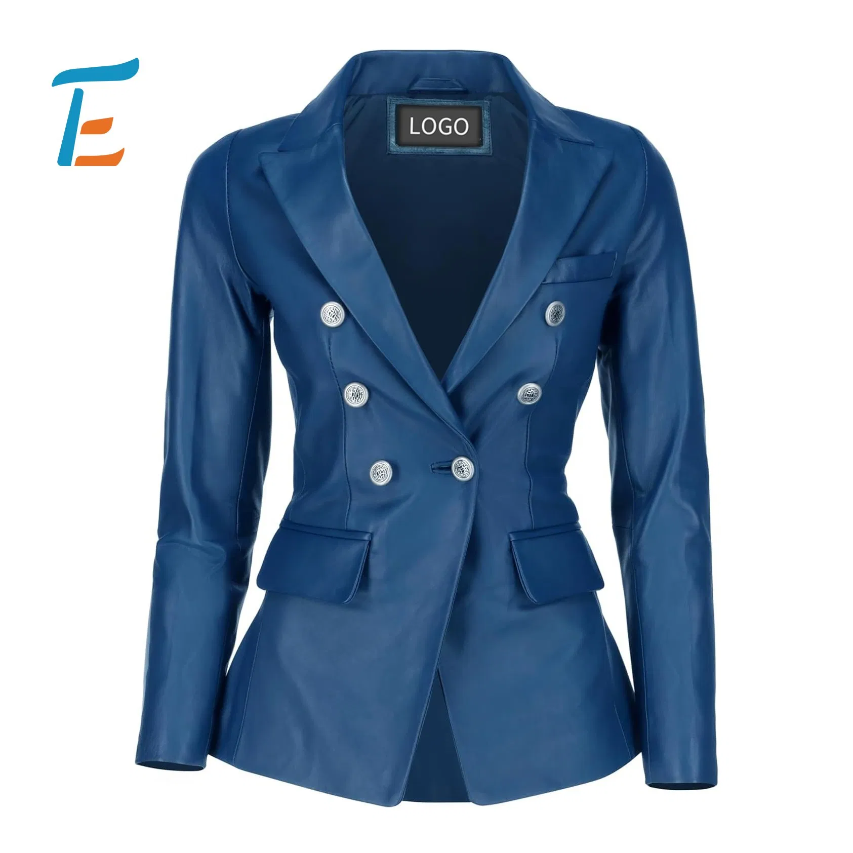 Womens Premium Genuine Leather Jacket Classic Lapel V Neck Fitted Fashion Outwear