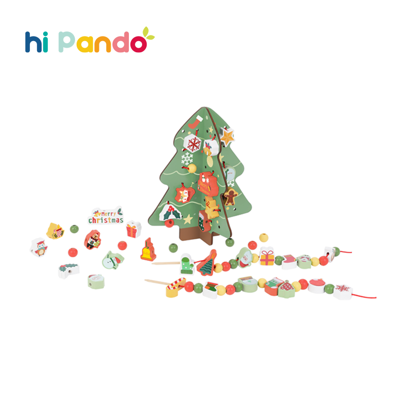 Wooden Christmas Tree Toys DIY Stringing Beading Game Early Educational Activity Threading Lacing Toys