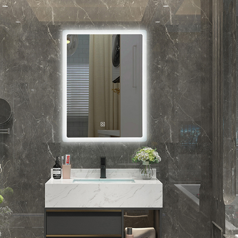 Hotel LED Wall Mounted Mirrors Frameless Bath Mirrors Bathroom Lighted Glass Mirror