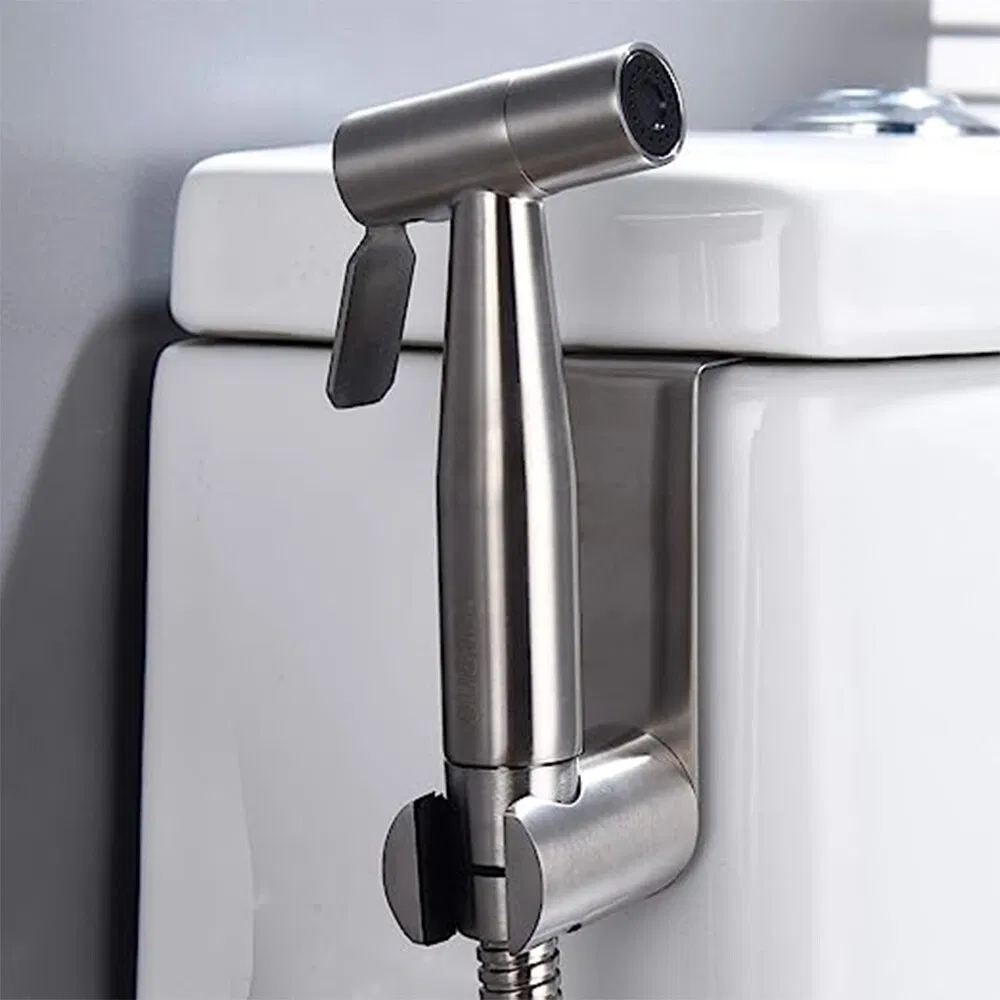 SUS304 Stainless Bidet Tool Less Hook Holder Toilet Sprayer Nail Free Installation Hanger Stainless Steel Hanger ABS Brushed