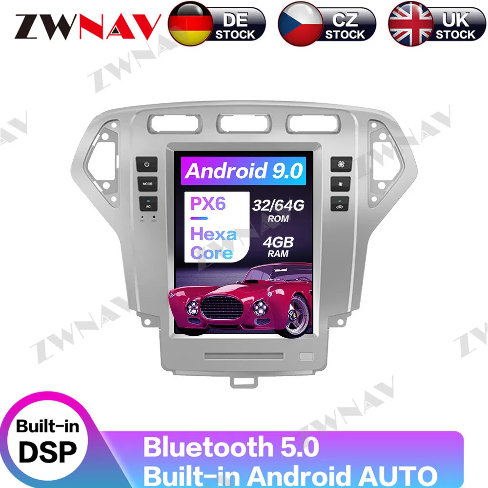 Tesla Screen Android 9 Car DVD Player for Ford Mondeo Fusion Mk4 2007-2010 Car GPS Navigation Radio Recorder Head Unit