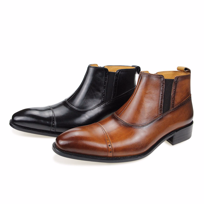 Men Luxury Zip Boot Vintage Fashion Business Handmade Genuine Leather Male Boots