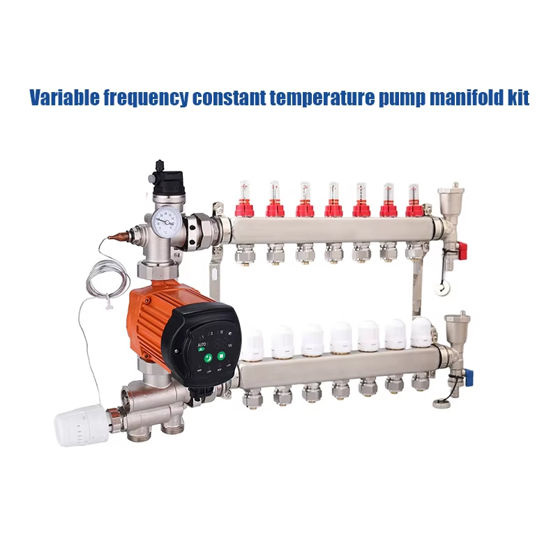 Abst Pex 230V 2-16ways Stainless Steel Thermostatic Pump Manifold Kit with 1/2" Adapters for Hydronic Radiant Floor Heating