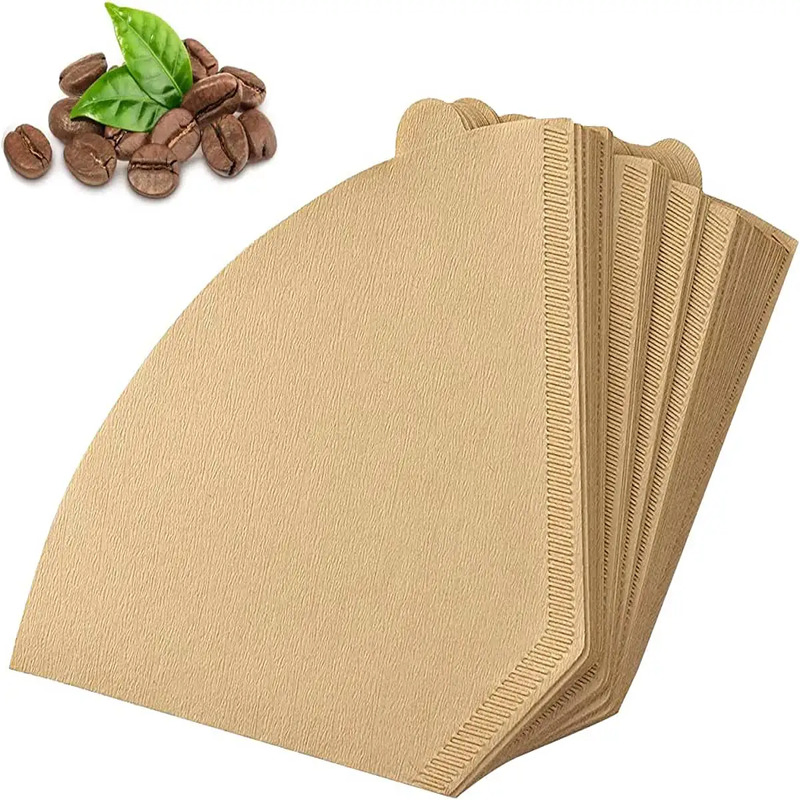 #4 Natural Unbleached Cone Coffee Filter Paper for Pure Taste 4-6 Person 100PC Package