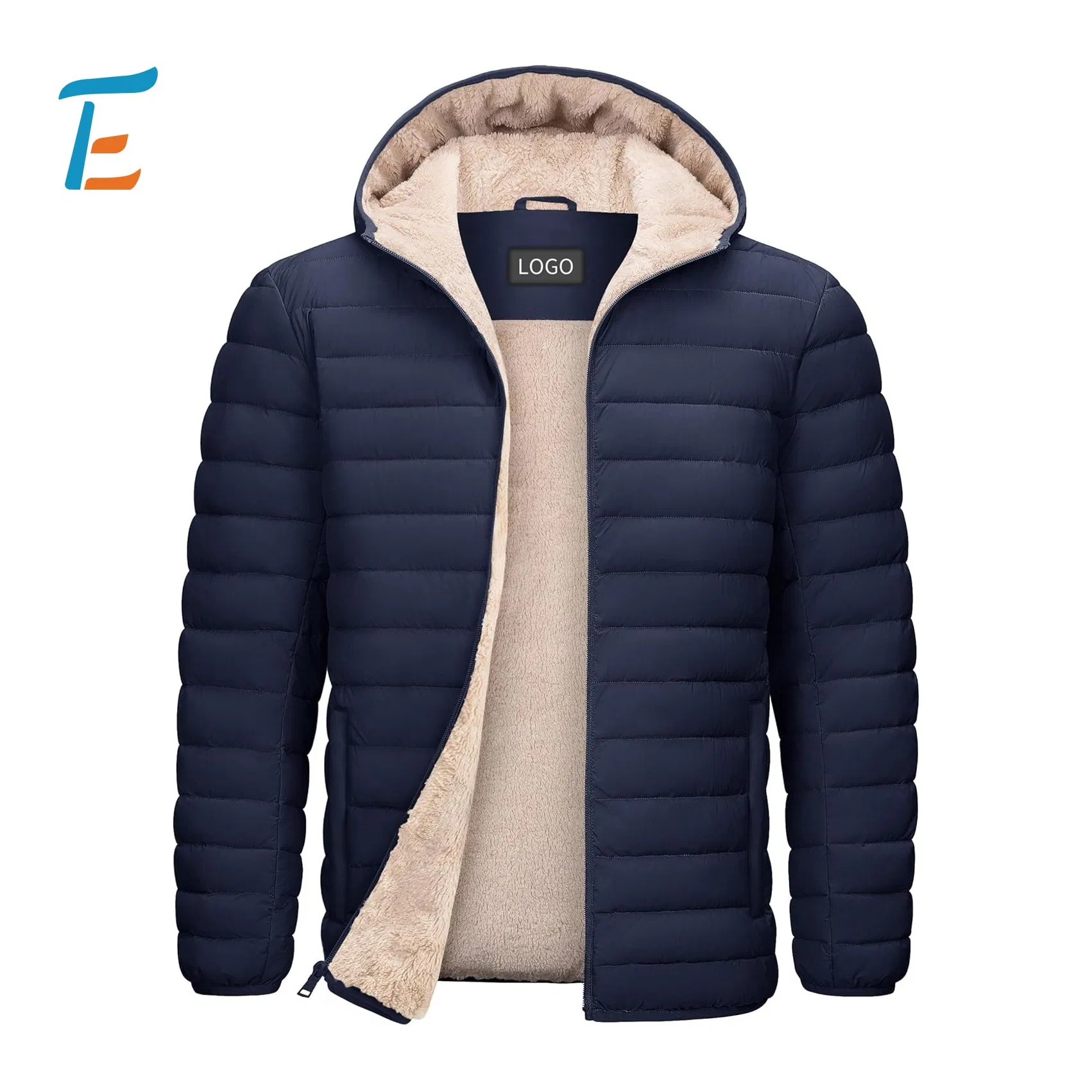 Winter Puffer Jacket Mens Sherpa Lining Thick Insulated Plain Weatherproof Outerwear