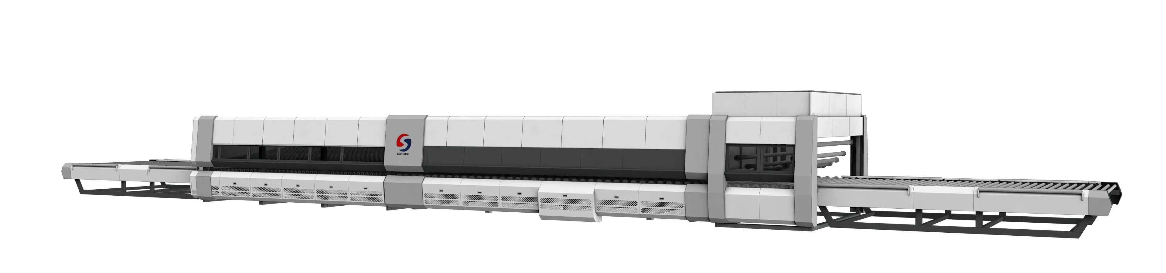 Southtech Energy Saving Full Automatic Flat and Cross Bending Glass Tempering Processing Machinery with Newest Vortech Convection Technology Price