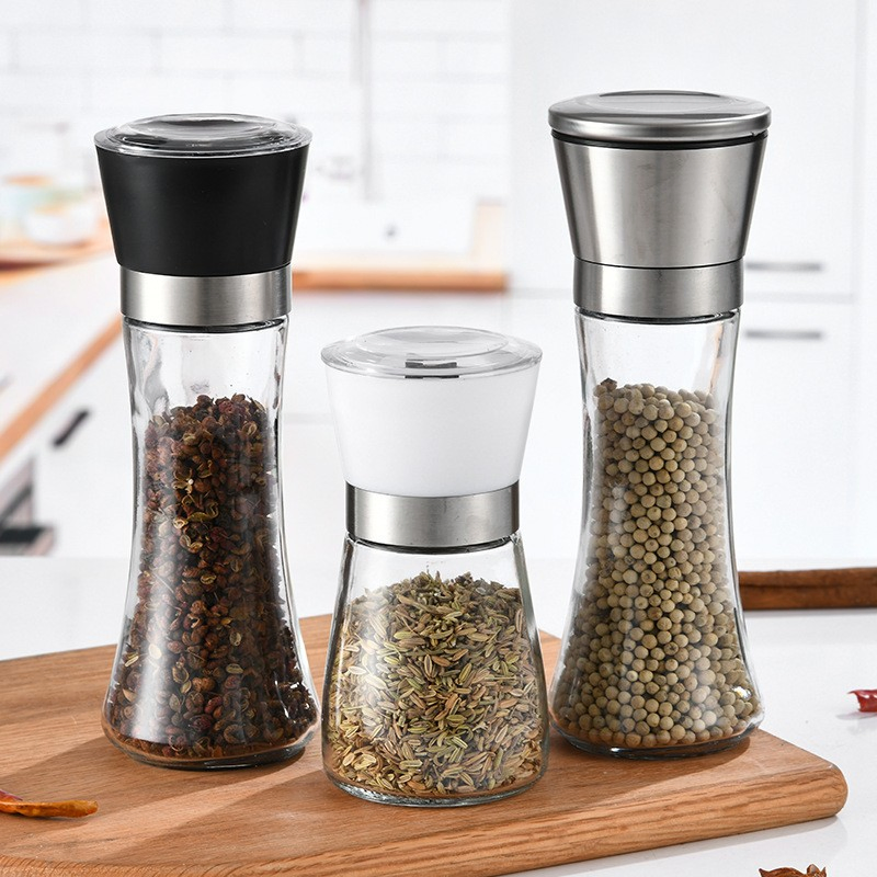 China Factory Glass Bottle Hand Crank Spice Grinder for Daily Cooking