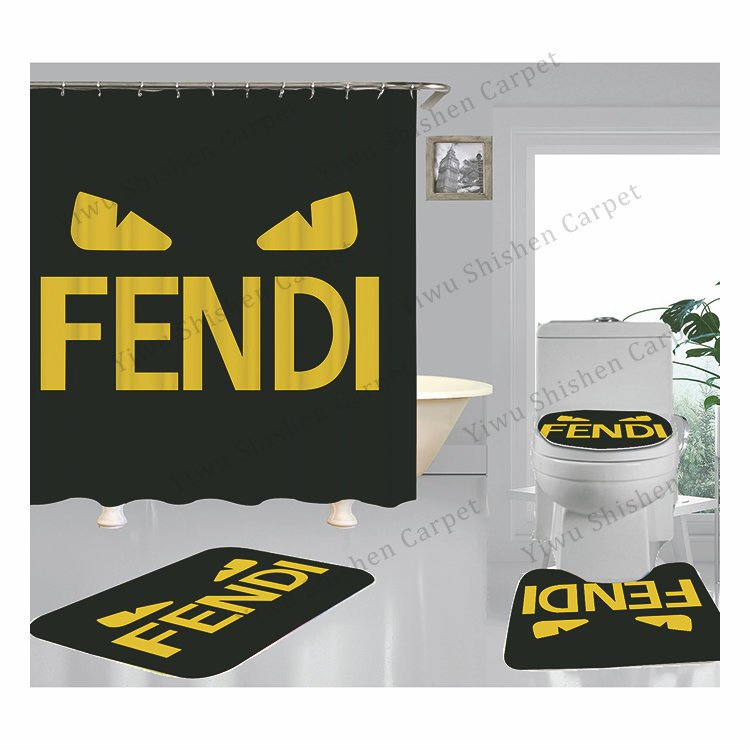 Famous Branded Fendi New Product New Supplier Soft Comfortable Absorbent Bath Room Toilet Rug Mat Set Baby Girl Bath Mat Natural 4PCS Bath Mat Set