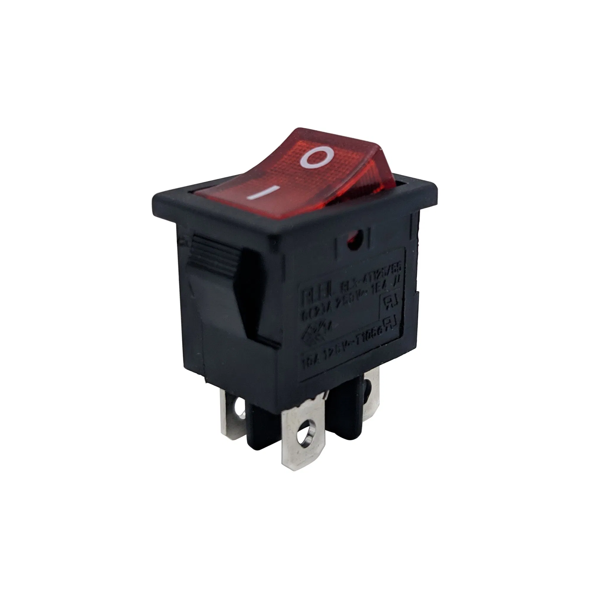 Red Illuminated Soft Len on off Double Pole 4 Pin Electric Machine Rocker Switch