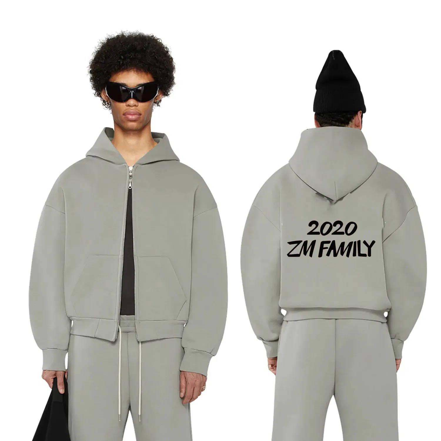 Custom Plain Zip up Oversized Heavyweight Streetwear Sweatshirt Jacket Essentials Hoodie Men