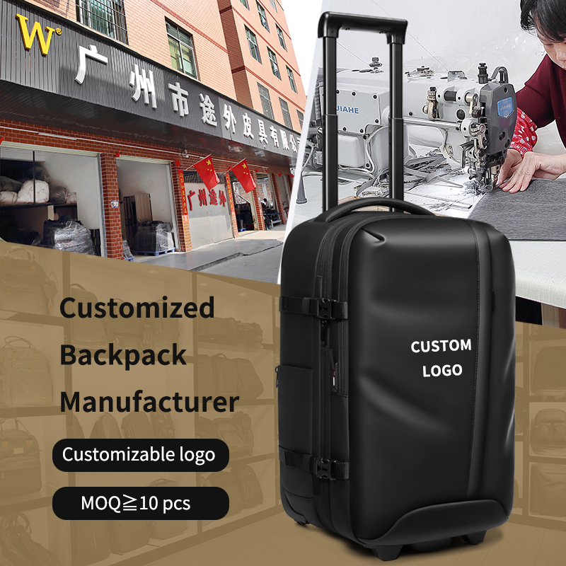 Hidden Trolley Multiple Compartments Dry-Wet Separation with Built-in Pump Anti-Theft Men's Backpack