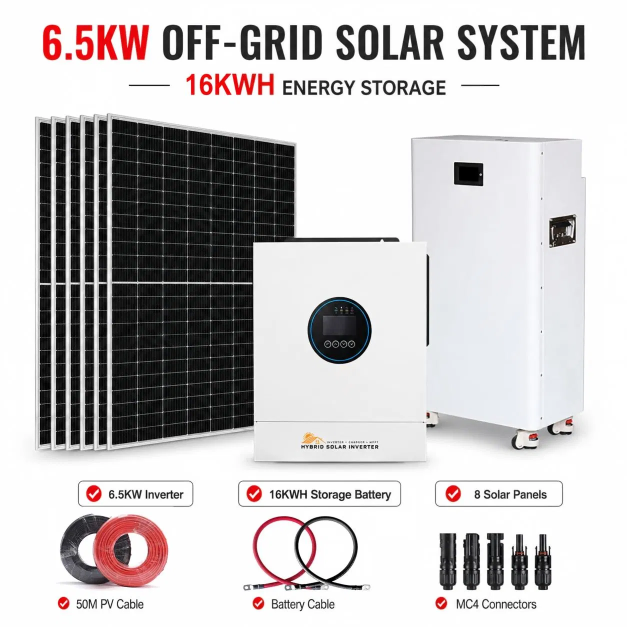Complete Set 10kw 15kw 20kw Solar Panels System 5000W 51.2V on off Solar Lithium Battery Solar Energy Home System