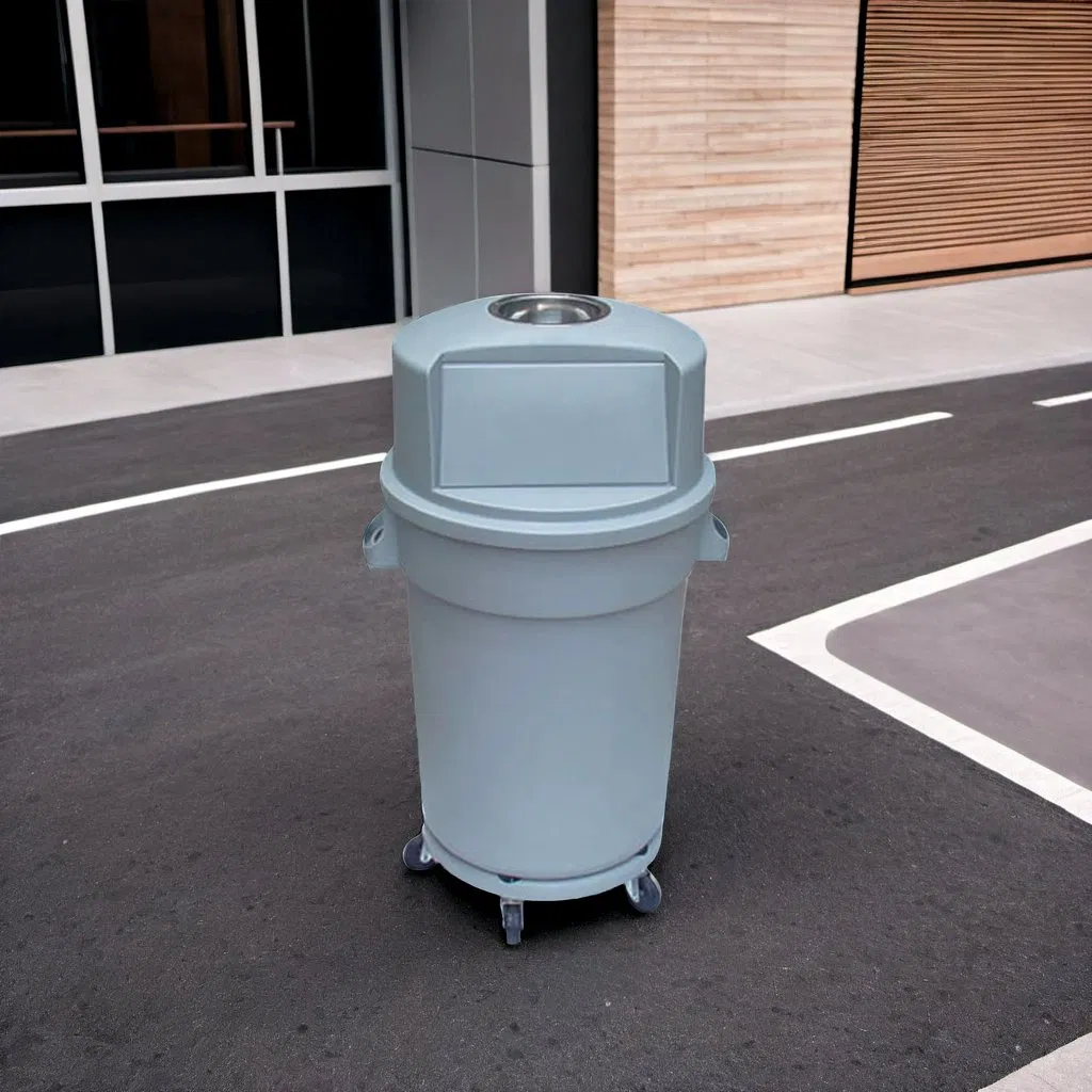 Eco-Friendly Traust Plastic Waste Bin with Waving Door and Cigarette Disposal