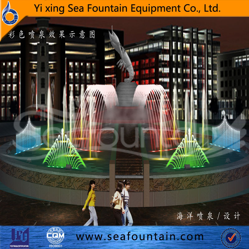 Color Changing Lamp Music fountain with Sculpture