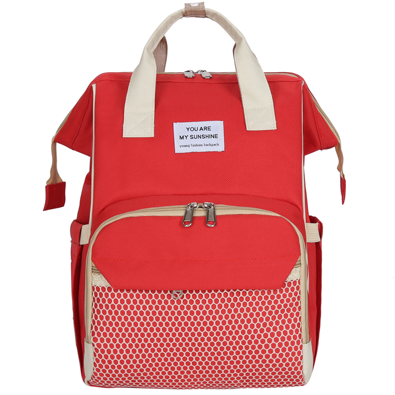 New Design Pure Color Waterproof Mommy Backpack Custom Diaper Bag Multi-Function with Stroller Strap