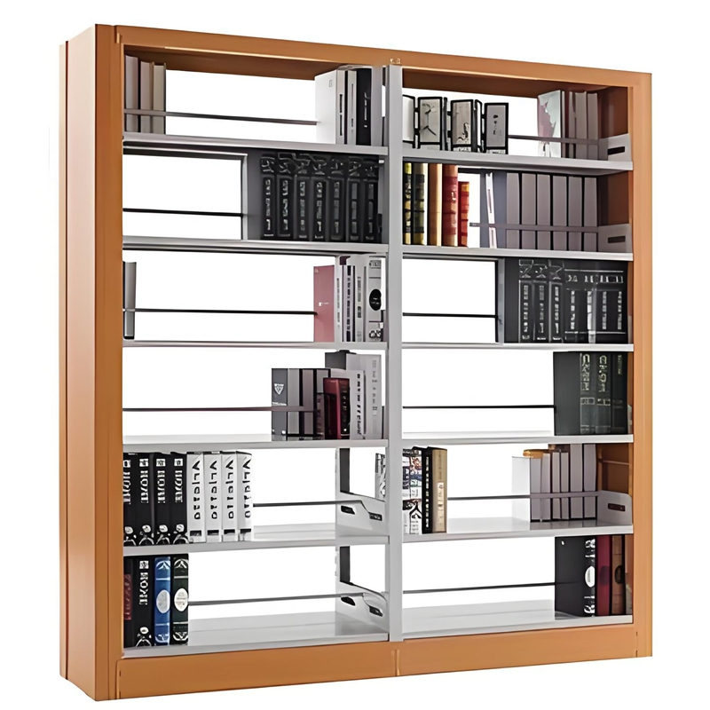 Double-Sided Steel-Wood Bookshelf for Library/Book Shelf/Office Furniture/Bookshelf