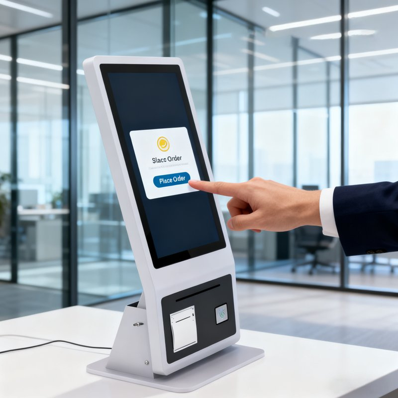 Desktop Self Ordering Kiosk with Thermal Printer Qr Scanner for Catering Shop