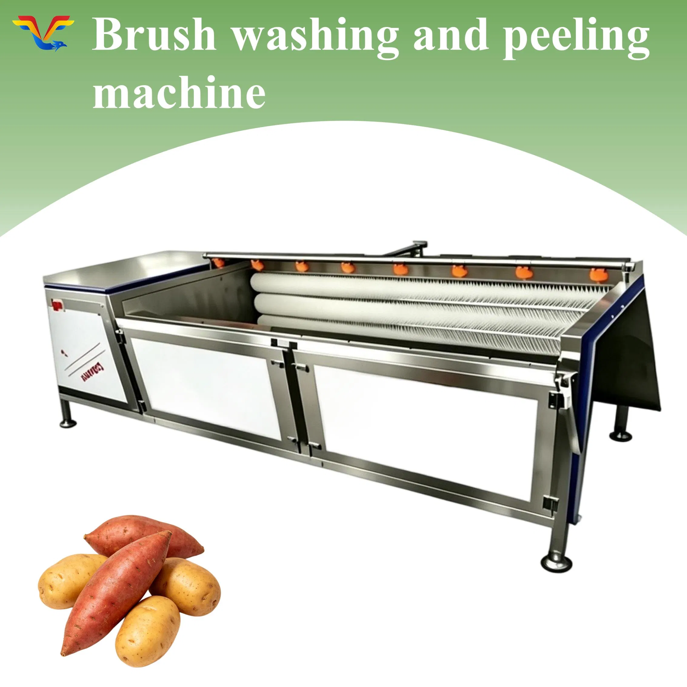 200kg/H Industrial Food Processing Machine, Potato Cassava, Ginger Washing Peeling Machine, Brush Roller Washing and Peeling Machine
