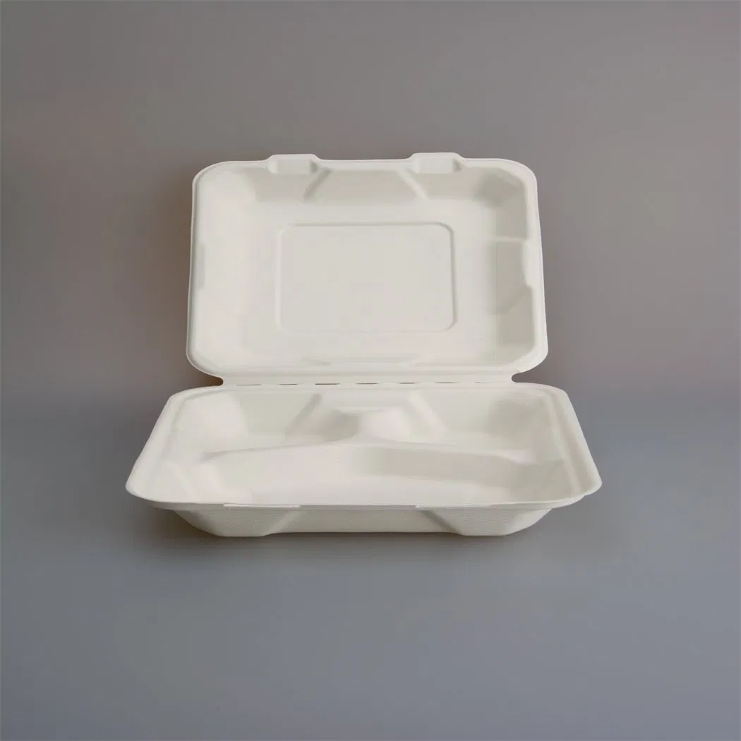 Zhongxin Eco-Friendly 3 Compartment Meal Prep Containers Disposable to Go Clamshell Food Containers with Secure Snap Hinged Lid PC083