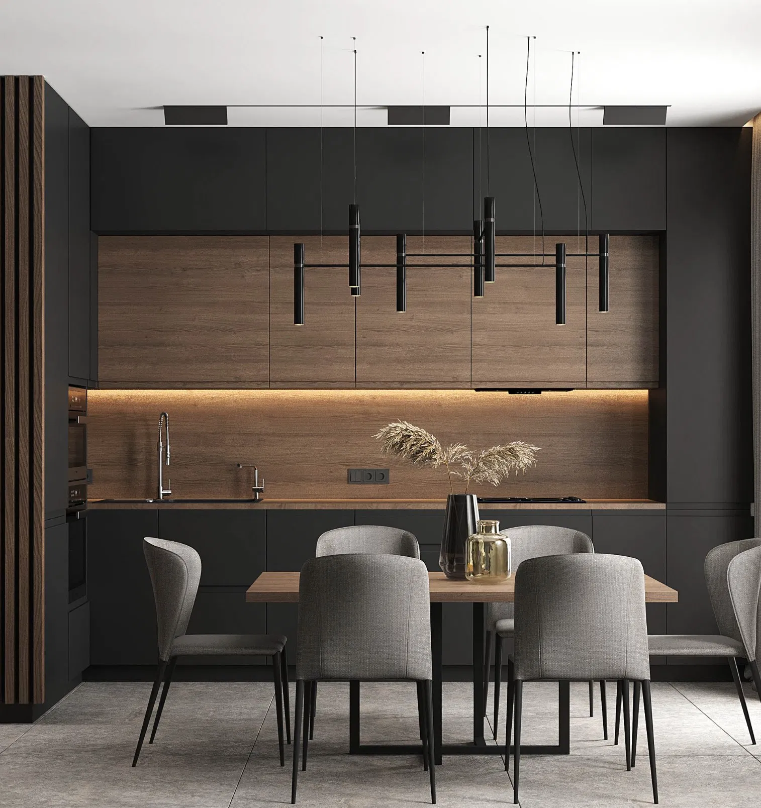 Professional Fully Customized Wood Kitchen Cupboards Set Laminated Finish Wood Kitchen Cabinets Units
