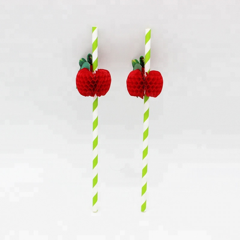 Creative Apple Honeycomb Drink Straws - Eco-Friendly Paper Design